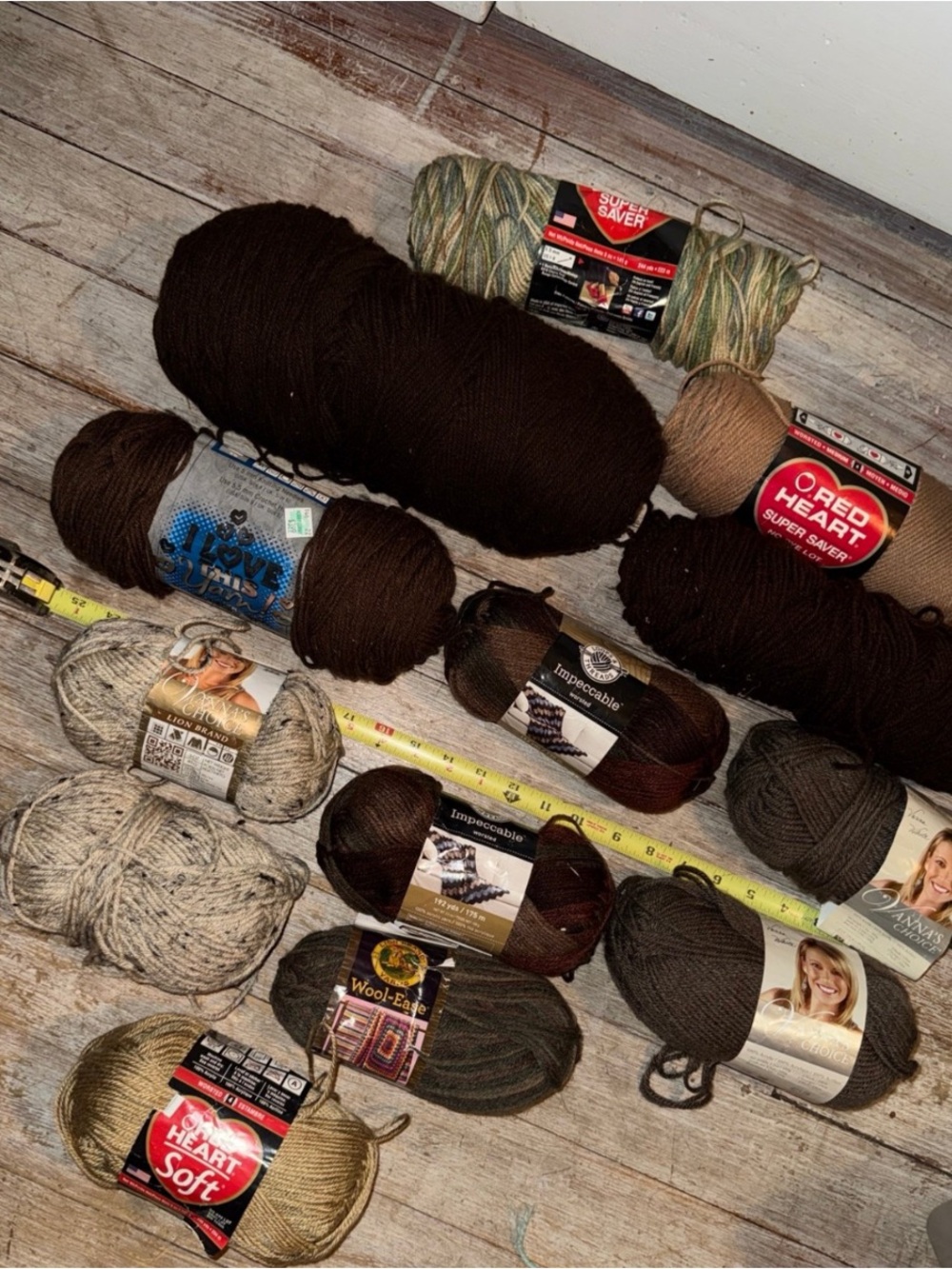 Assorted Brown and Neutral Yarn Bundle - Red Heart & Mixed Brands